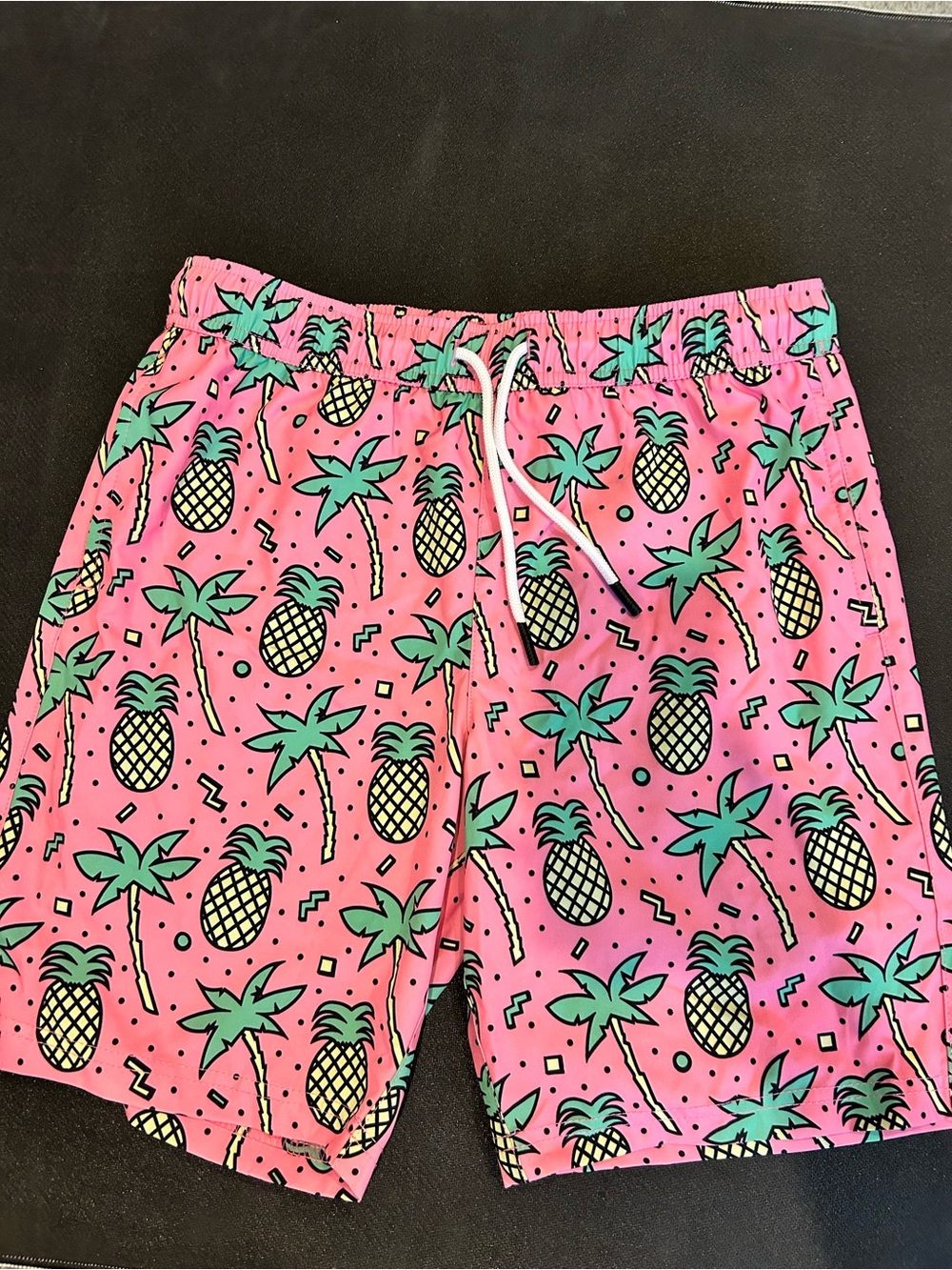 Men's Pink Pineapple Print Swim Shorts